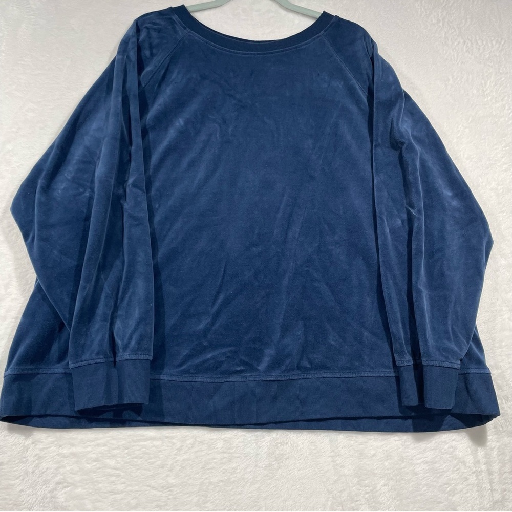 Ava & Viv Blue Velour Top Size 3X Comfortable Oversized Soft Casual Warm Cozy